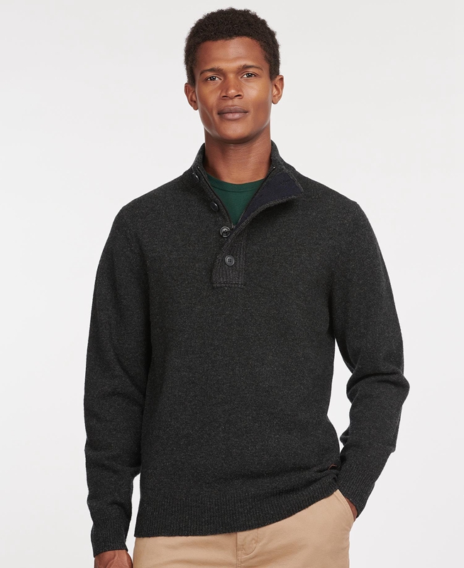Suéteres Barbour Essential Patch Half Zip Hombre Negras | 190527-XZB