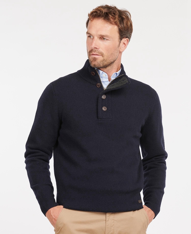 Suéteres Barbour Essential Patch Half Zip Hombre Azul Marino | 678459-IZN